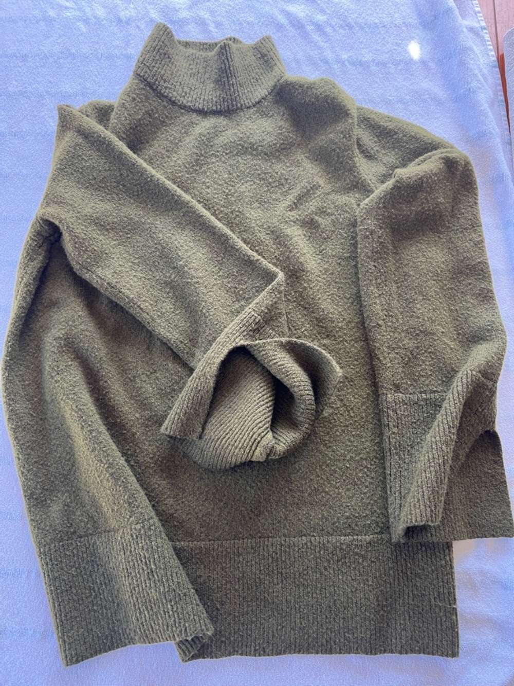 Olive Green Turtleneck Sweater​